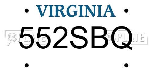 552SBQ Virginia License Plate