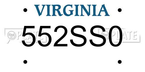 552SS0 Virginia License Plate