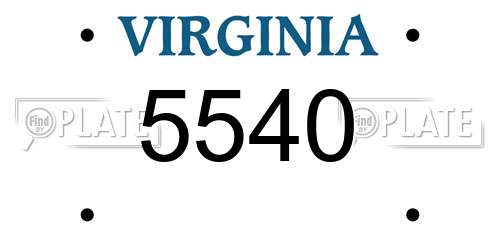 5540 Virginia License Plate