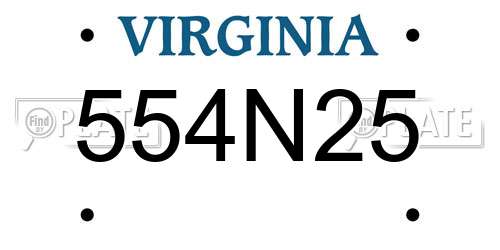 554N25 Virginia License Plate