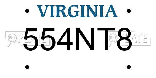 554NT8 Virginia License Plate