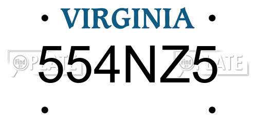 554NZ5 Virginia License Plate