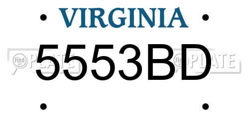 5553BD Virginia License Plate