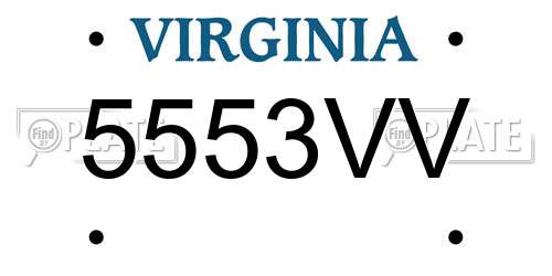 5553VV Virginia License Plate