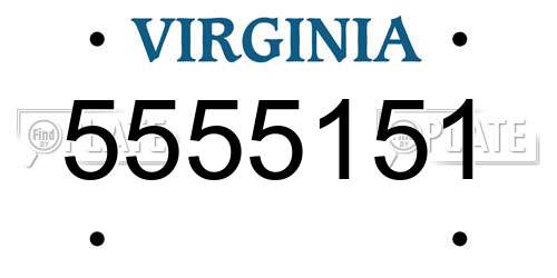 5555151 Virginia License Plate