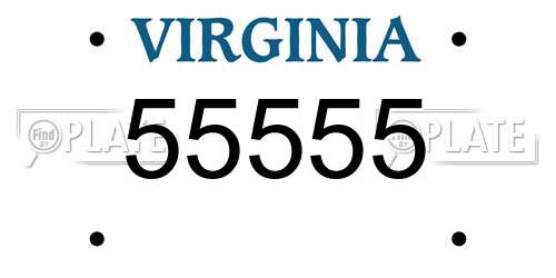 55555 Virginia License Plate