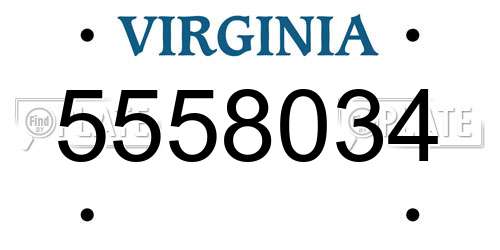 5558034 Virginia License Plate
