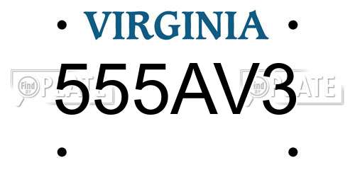 555AV3 Virginia License Plate