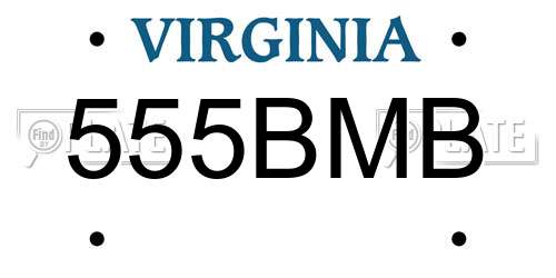 555BMB Virginia License Plate