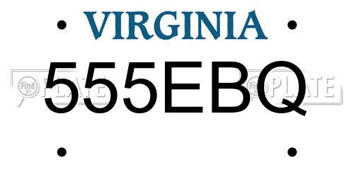 555EBQ Virginia License Plate