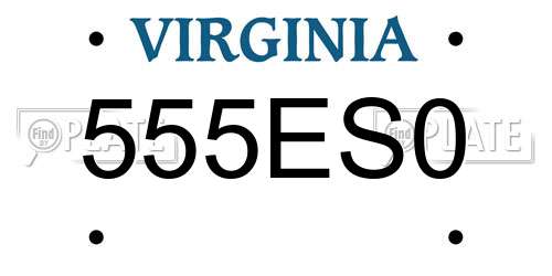 555ES0 Virginia License Plate