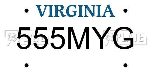 555MYG Virginia License Plate