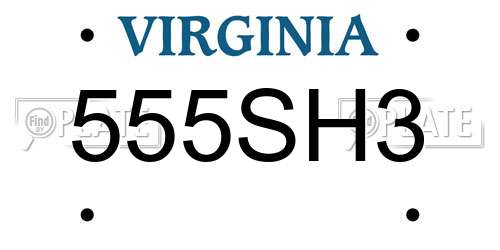 555SH3 Virginia License Plate