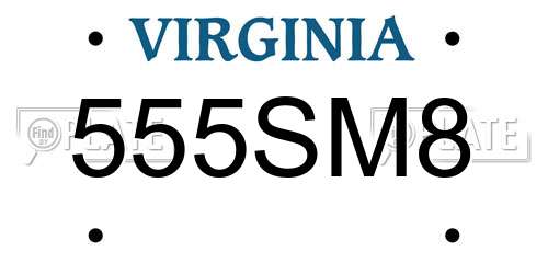 555SM8 Virginia License Plate