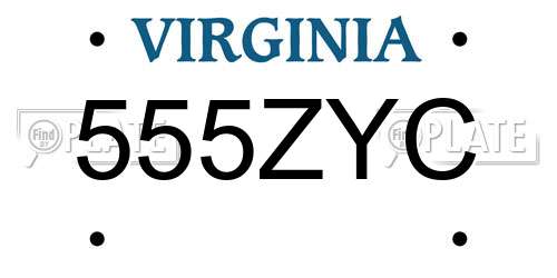 555ZYC Virginia License Plate