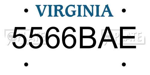 5566BAE Virginia License Plate