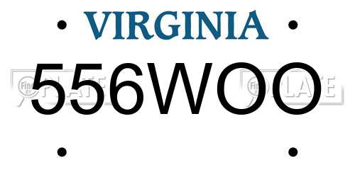 556WOO Virginia License Plate