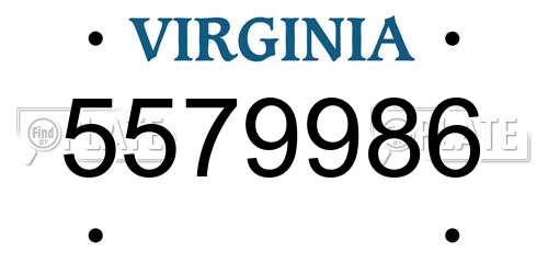 5579986 Virginia License Plate