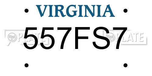 557FS7 Virginia License Plate
