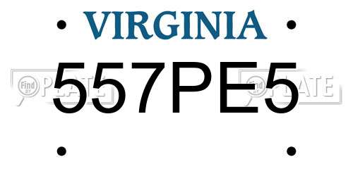 557PE5 Virginia License Plate