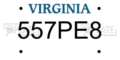 557PE8 Virginia License Plate