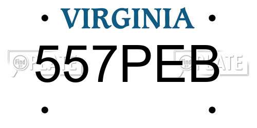 557PEB Virginia License Plate