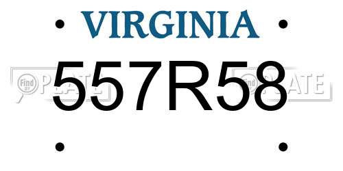557R58 Virginia License Plate
