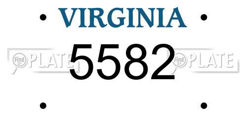 5582 Virginia License Plate