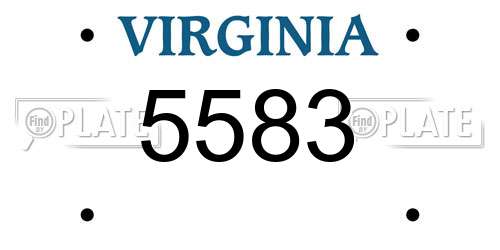 5583 Virginia License Plate