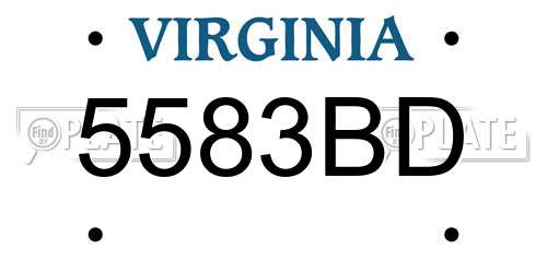 5583BD Virginia License Plate