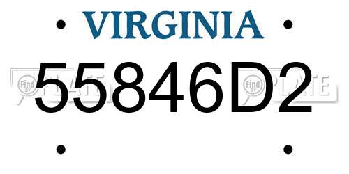 55846D2 Virginia License Plate