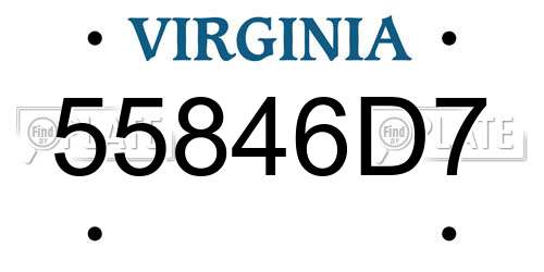 55846D7 Virginia License Plate