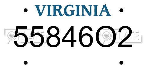 55846O2 Virginia License Plate