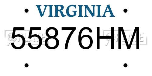 55876HM Virginia License Plate