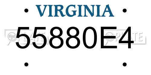 55880E4 Virginia License Plate