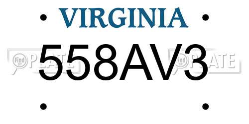 558AV3 Virginia License Plate