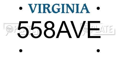 558AVE Virginia License Plate