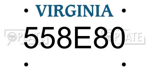 558E80 Virginia License Plate