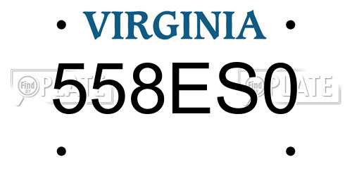 558ES0 Virginia License Plate