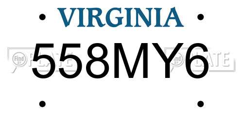 558MY6 Virginia License Plate