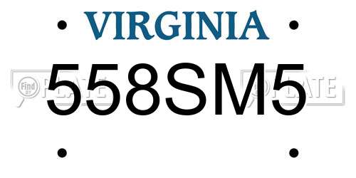 558SM5 Virginia License Plate