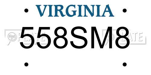 558SM8 Virginia License Plate