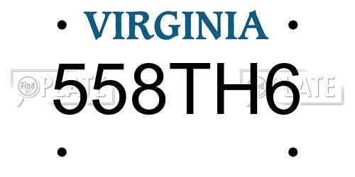 558TH6 Virginia License Plate