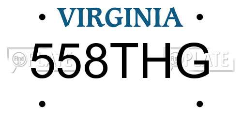 558THG Virginia License Plate