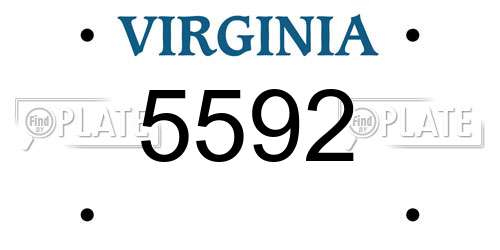 5592 Virginia License Plate