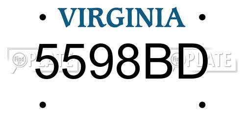 5598BD Virginia License Plate