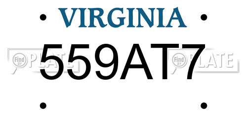 559AT7 Virginia License Plate