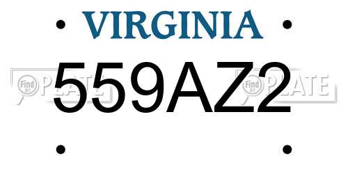 559AZ2 Virginia License Plate