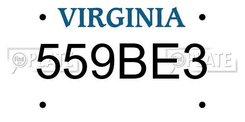 559BE3 Virginia License Plate