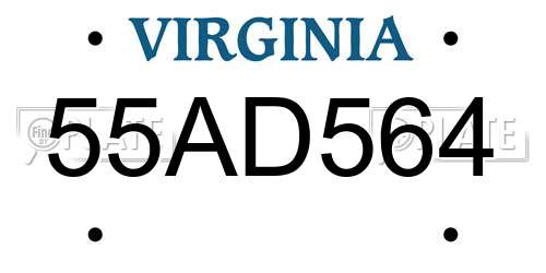 55AD564 Virginia License Plate